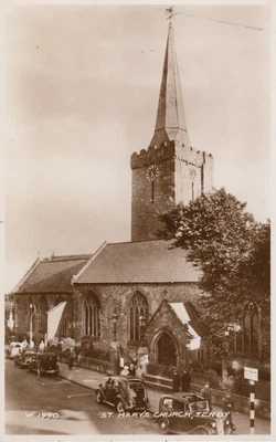 £3 • Buy TENBY Motor Cars People Military Personnel Outside St Marys Church RP # W.1990