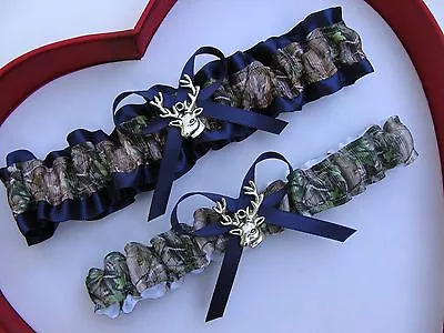 * NEW Mossy Oak Camouflage Camo Navy Wedding Garter Prom GetTheGoodStuff Deer * • $13.46