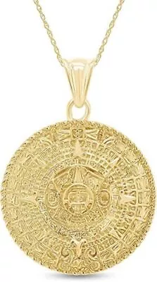 Mayan Sun Calendar Pendant Necklace With 18  Chain 925 Sterling Silver • $68.07