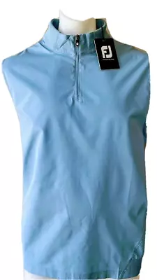 Footjoy Mens Wind Vest Stretch Woven 1/2 Zip Golf  Knit Collar Dusk Blue Medium • $35.62