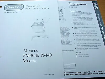 Berkel Model PM60 Mixer Catalog Of Replacement Parts • $9.99