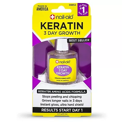 Nail-Aid Keratin 3 Day Growth Nail Treatment & Strengthener Clear 0.55 Fl Oz • $7.17