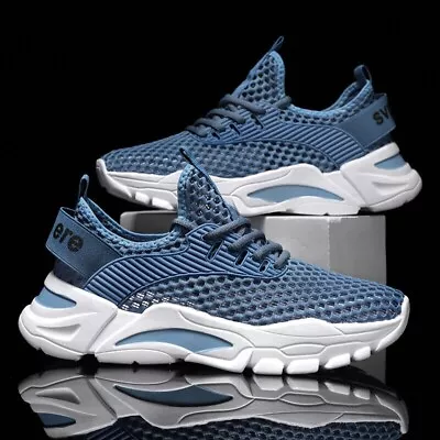 Shock Absorbing Running Mens Trainers Casual Lace Gym Walking Sports Shoes Size • £18.46
