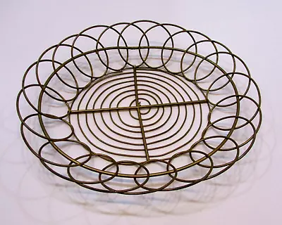 Retro Gold Steel Wire Fruit Egg Etc Vintage 1970's Kitchen 2x9x11 Oval Basket • $15