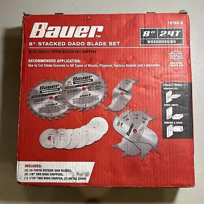 BAUER 8  Stacked Dado Blade Set With Carbide Tipped Blades & Chippers 1976A-B • $115