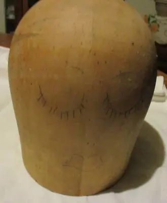 Antique Wood Hat Block Millinery Form Mold Head Stretcher Base Marked 22 12 -962 • $75