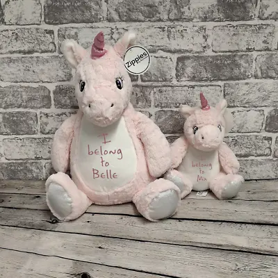 Personalised Unicorn Plush Toy Name Birthday Valentines New Baby Teddy Gift • £26