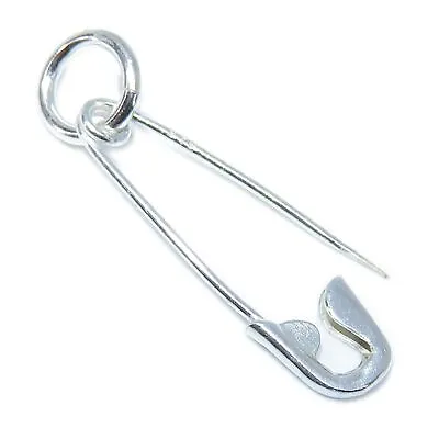 Safety Pin Small Sterling Silver Charm .925 X 1 Safetypin Pins Charms • £7.50