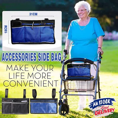 Outdoor Wheelchair Side Pouch Storage Bag Chair Armrest Pocket Organizer Holder • $13.23