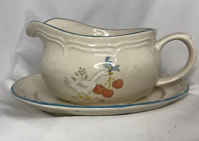 Marmalade Gravy Boat And Underplate-Geese Cherries Design -International China • $8.99