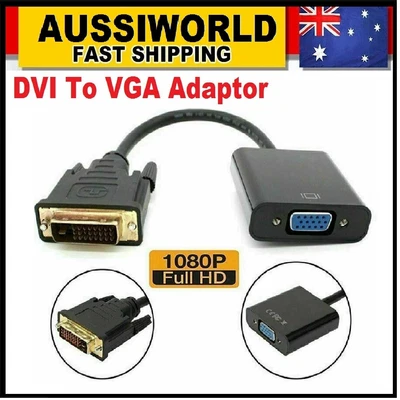 $9.99 • Buy DVI-D To VGA Converter Male To Female 1080P Full HD For PC Computer Projector TV