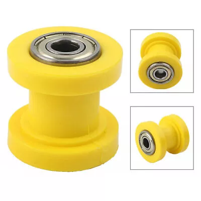 Yellow 8mm Chain Roller Slider Tensioner Guide Pulley Dirt Pit For Bike Motor • £7.09