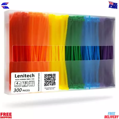 4Inch Multi-Purpose Assorted Cable Zip Ties 300 Pieces Colored Black White Mu • $15.20