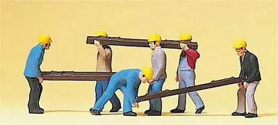 Preiser 10034 HO Scale Working People -- Track Workers With Railroad Ties Pkg(6) • $16.99