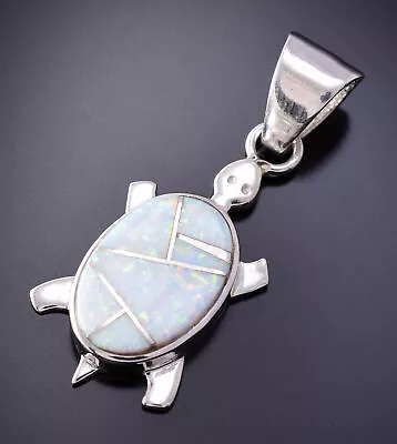 Silver & Opal Navajo Inlay Heartline Bear Pendant 4B21X • £156.78