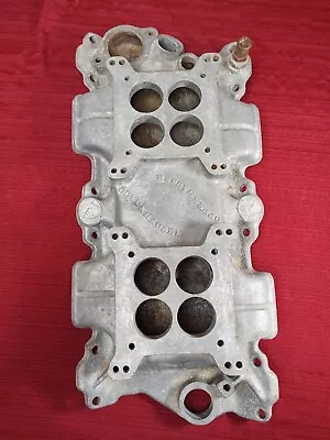 Vintage Offenhauser 5253 ALUMINUM INTAKE MANIFOLD LOW PROFILE 2x4 Dual Quad SBC • $359.99