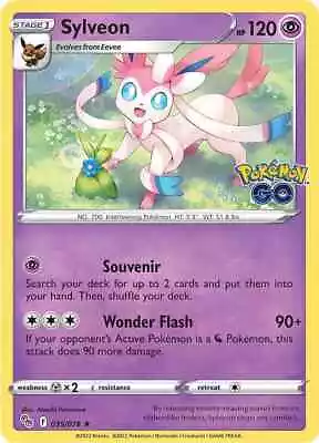 Sylveon 035/078 Pokemon Go Holo Pokemon Card - NM • $2.29