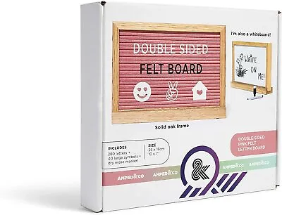 Double Sided 2 In1 Message Board Felt Letterboard Plus Whiteboard Oak Frame NE • $13