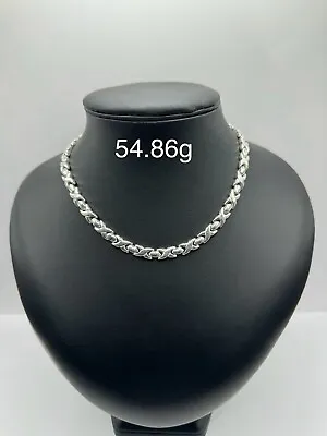 Sterling Silver Unique X - O Style Heavy Chain 16.1 Inch 54.86 Grams 6.4mm Links • $141.80