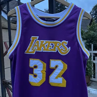 Magic Johnson HWC 1979-80 Los Angeles Lakers Purple NBA Jersey Mens M • $62