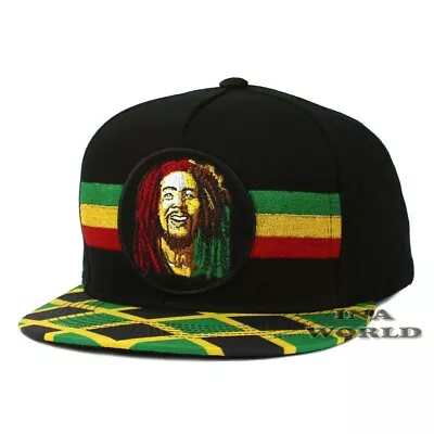 BOB MARLEY Hat Jamaica Reggae Rasta Embroidery Snapback Flat Bill Baseball Cap • $17.80