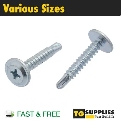 Self Drilling Flanged Wafer Head Screws Zinc Plated Self Tapping Screws Tappers • £4.29