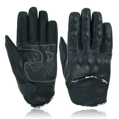 Vented Leather Motorbike Motorcycle Summer Gloves Knuckle Shell Protection Mesh • £9.99