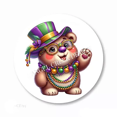 Cute Mardi Grad Beads Bear Scrapbook Stickers Envelope Seals Mardi Gras Stickers • $2.18