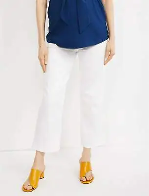 Luxe Essentials Side Panel McKenzie Straight Crop Maternity White Jeans NWT NEW • $8.99