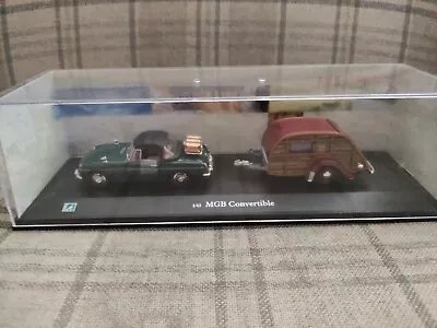 Hongwell/ Cararama 1/43 MGB Convertable & Caravan Model *Good Condition* • $9.85