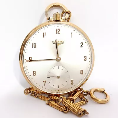 Vintage Longines Star 10K Gold Filled Manual Men's Pocket Watch & 12Kt Chain • $278.99