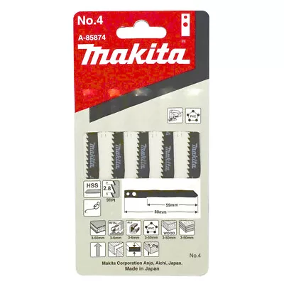 Makita No. 4 59mm HSS Jigsaw Blades (Old Type) - Wood/Aluminium/Metal 9TPI - ... • $20.95