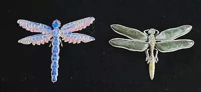 2 Vintage Oversized Dragonfly Brooch Pins (Broken-No Back Pins) Crafting  • $7.99