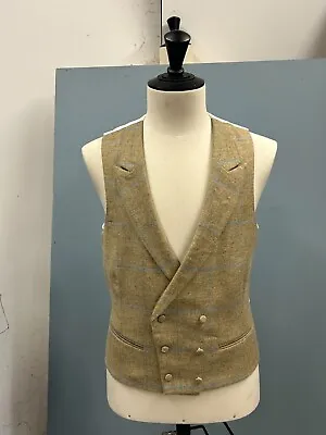 Sand & Blue Check 6 Button Double Breasted Tweed Waistcoat 36 -48  • £25