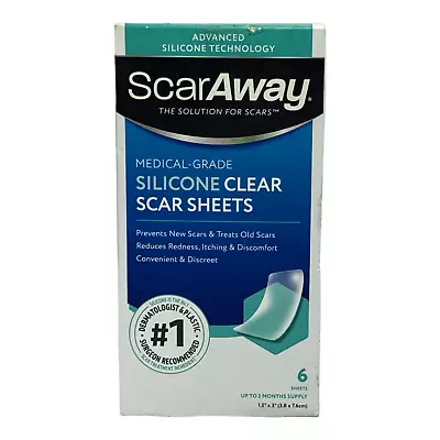 ScarAway Medical-Grade Silicone Clear Scar Sheets -6 Sheets- 1.5 X3  New In Box • $16.95