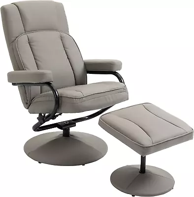 Swivel Recliner Manual PU Leather Armchair With Ottoman Footrest For Living Roo • $254.99