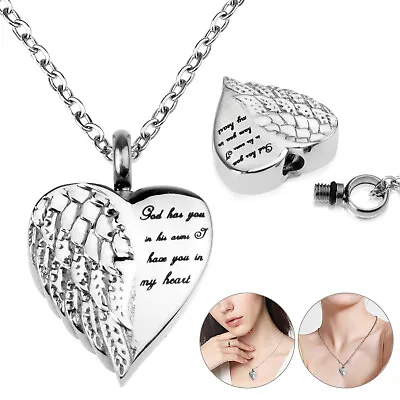 Silver Cremation Heart Urn Necklace Keepsake Ash Holder Memorial Jewelry Pendant • $8.48