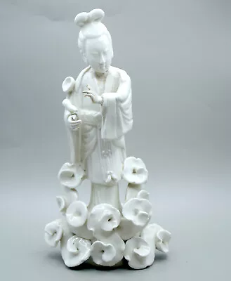 CHINESE KANGXI DEHUA Porcelain Blanc De Chine Gwanyin Figurine A/F C1700 • £1.99