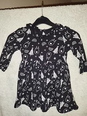 Baby Girl Age 18 To 24 Months Black Christmas Dress Good Quality And Condition • £0.99