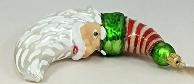 $60 • Buy Brand New Vaillancourt Folk Art Polish Glass Santa Half Moon Christmas Ornament