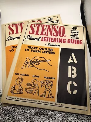 Vintage 1966 Dennison Stenso Stencil Set Modern Gothic #20-082 & Gothic #20-045 • $12