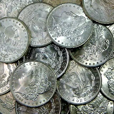 * Mixed Date * Choice Uncirculated Bu Ms Morgan Silver Dollars * From Bank Bag • $99.95