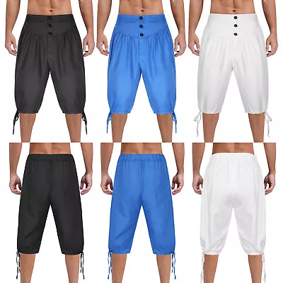 Mens Costume Retro Pants Pirate Bloomers Lace-up Trousers Punk Performance • $11.03