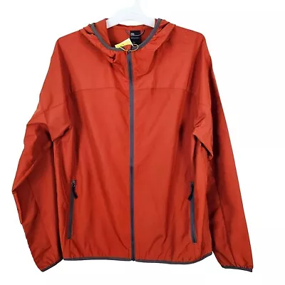 All In Motion Men Jacket Size Large Lightweight Water Repellent Rust/Orange Zip • $20