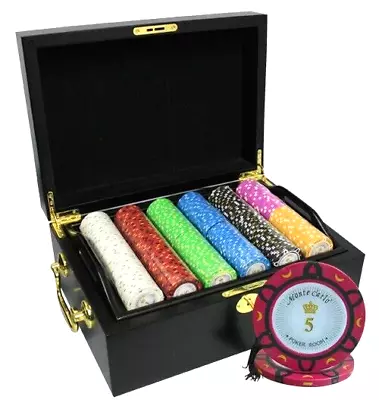 Mrc Poker 500pcs 14g Monte Carlo Poker Room Poker Chips Set With Mahogany Case • $169.99