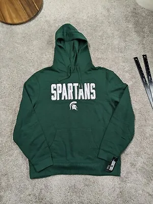 Michigan State Spartans Men XL Sweatshirt Hoodie Hooded College Green NWT $49.99 • $14.98