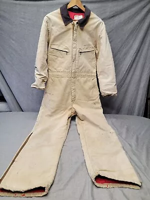 Key Quilted Lined Tan Canvas Coveralls Unisex Coveralls Size Medium Short 17754 • $28