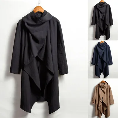 Men Long Sleeve 100%Cotton Poncho Cape Cloak Causal Hippy Party Jacket Outwear • $26.99