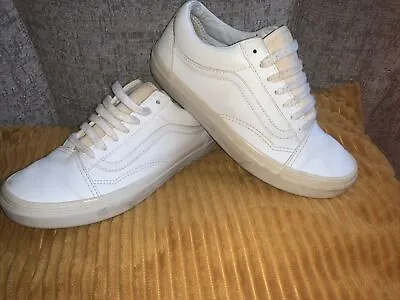 Ladies White Leather Old Skool Trainers By”VANS” Size 5uk • £16.10