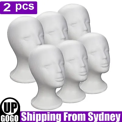 2pcs Practical Foam Female Mannequin Head Wigs Glasses Cap Display Holder Stand • $19.99